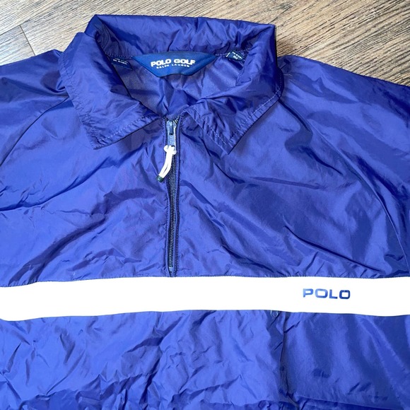 Vintage Ralph Lauren Polo Golf Logo Anorak Windbreaker L Navy Blue